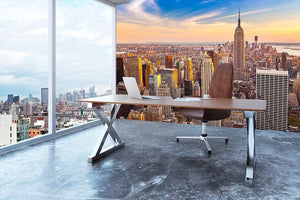 Manhattan at sunset Wall Mural Wallpaper - Canvas Art Rocks - 3