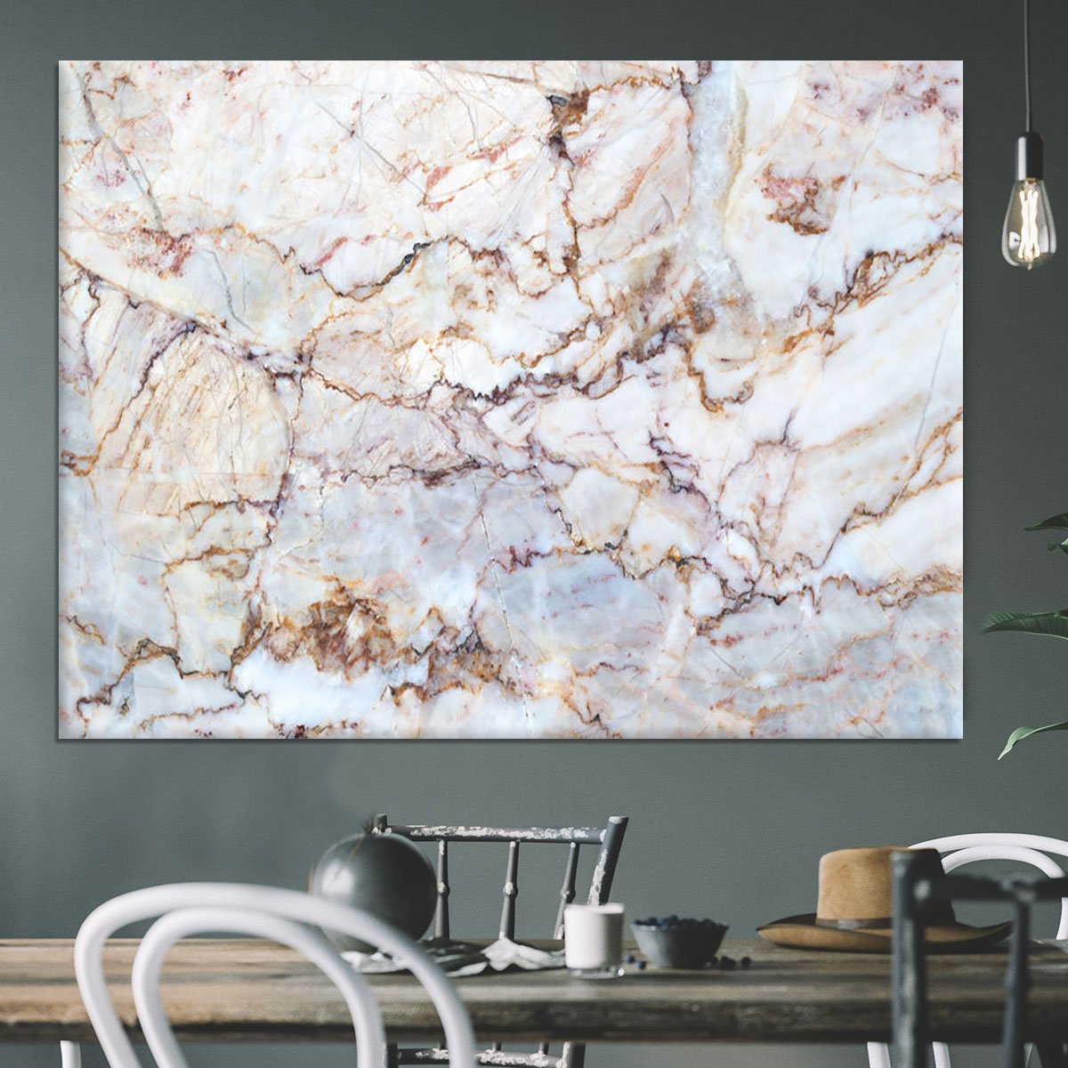 Marble with Brown Veins Canvas Print or Poster