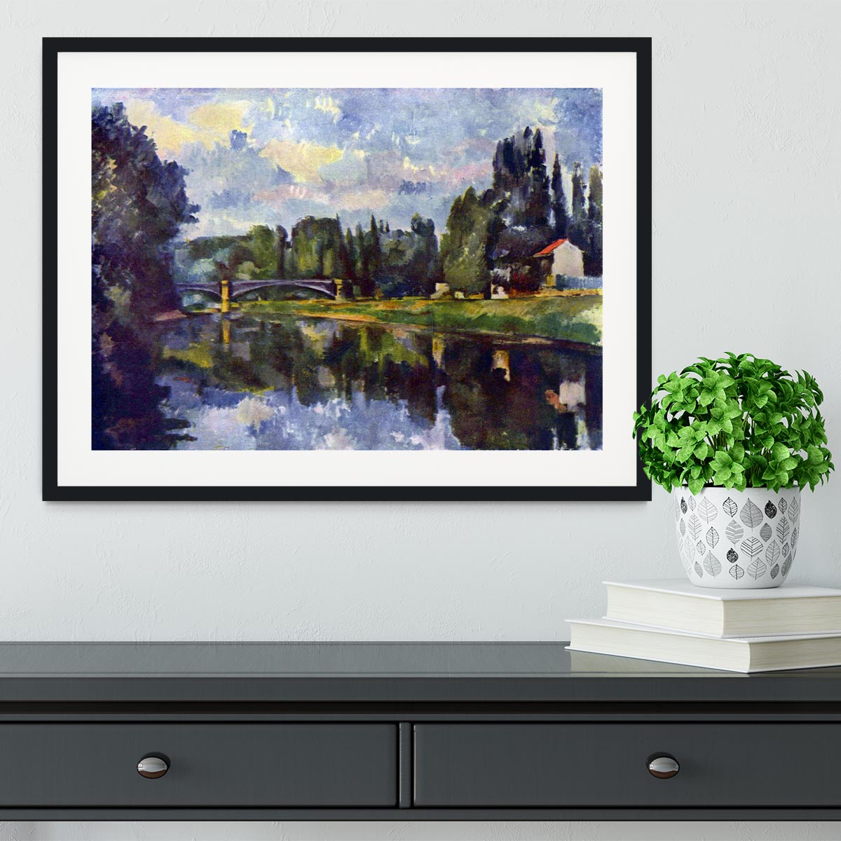 Marne Shore by Cezanne Framed Print - Canvas Art Rocks - 1