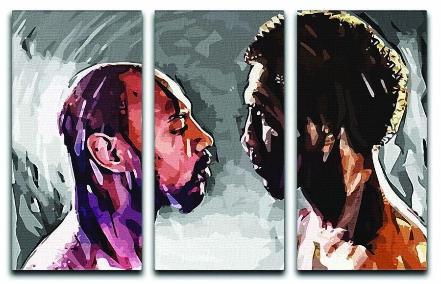 Marvin Hagler v Thomas Hearns 3 Split Panel Canvas Print - Canvas Art Rocks - 1