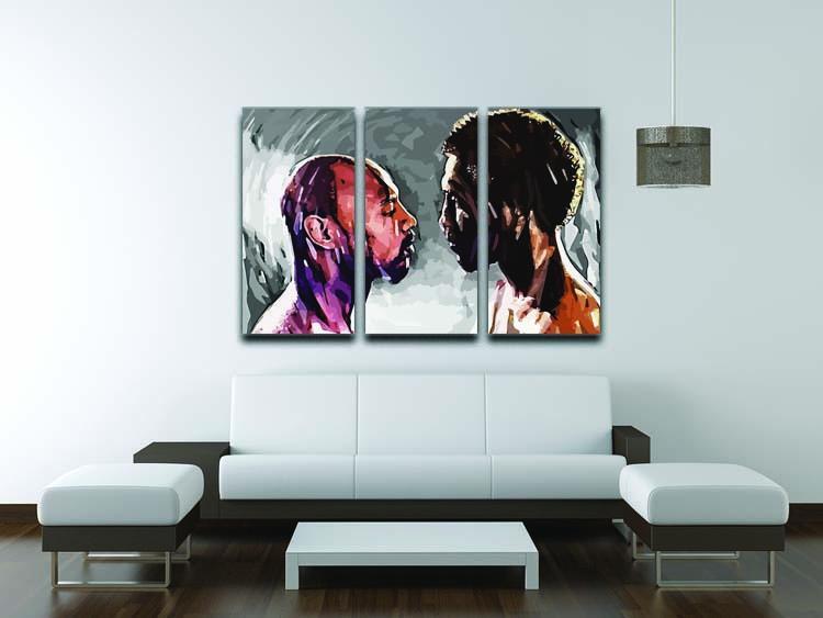 Marvin Hagler v Thomas Hearns 3 Split Panel Canvas Print - Canvas Art Rocks - 3