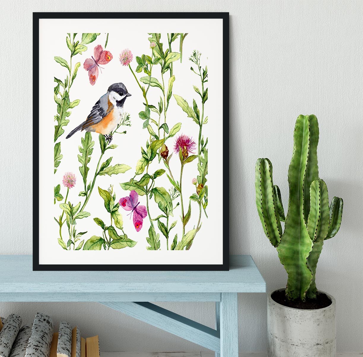 Meadow with butterflies Framed Print - Canvas Art Rocks - 1