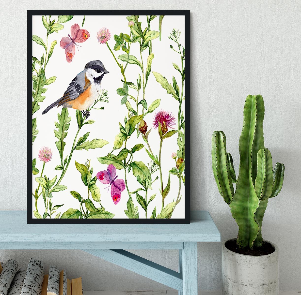 Meadow with butterflies Framed Print - Canvas Art Rocks - 2