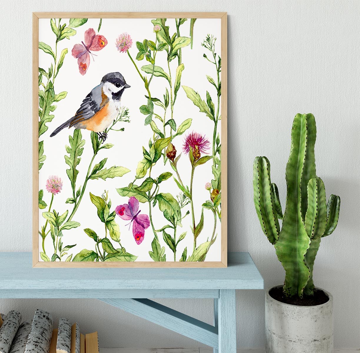 Meadow with butterflies Framed Print - Canvas Art Rocks - 4