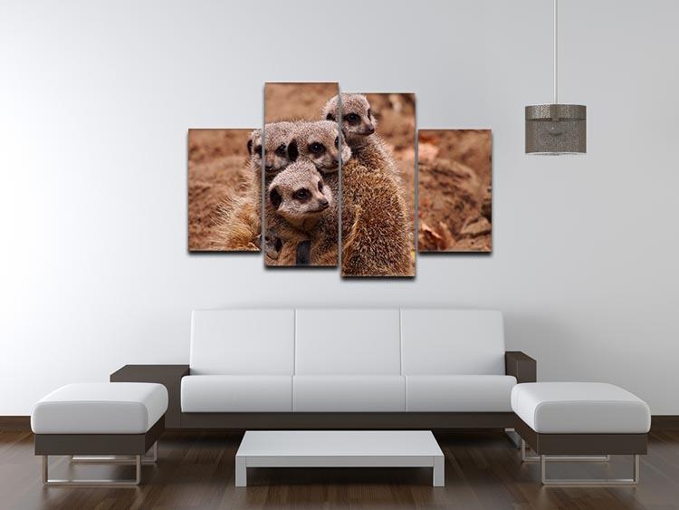 Meerkat family 4 Split Panel Canvas - Canvas Art Rocks - 3