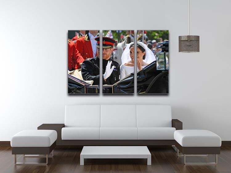 Meghan and Prince Harry greet the crowds 3 Split Panel Canvas Print - Canvas Art Rocks - 3
