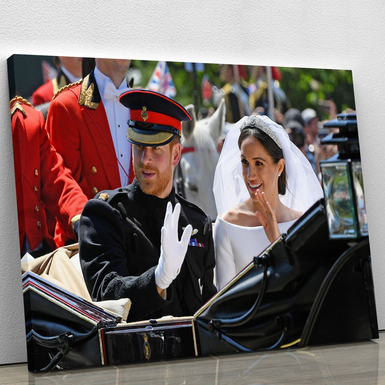 Meghan and Prince Harry greet the crowds Canvas Print or Poster