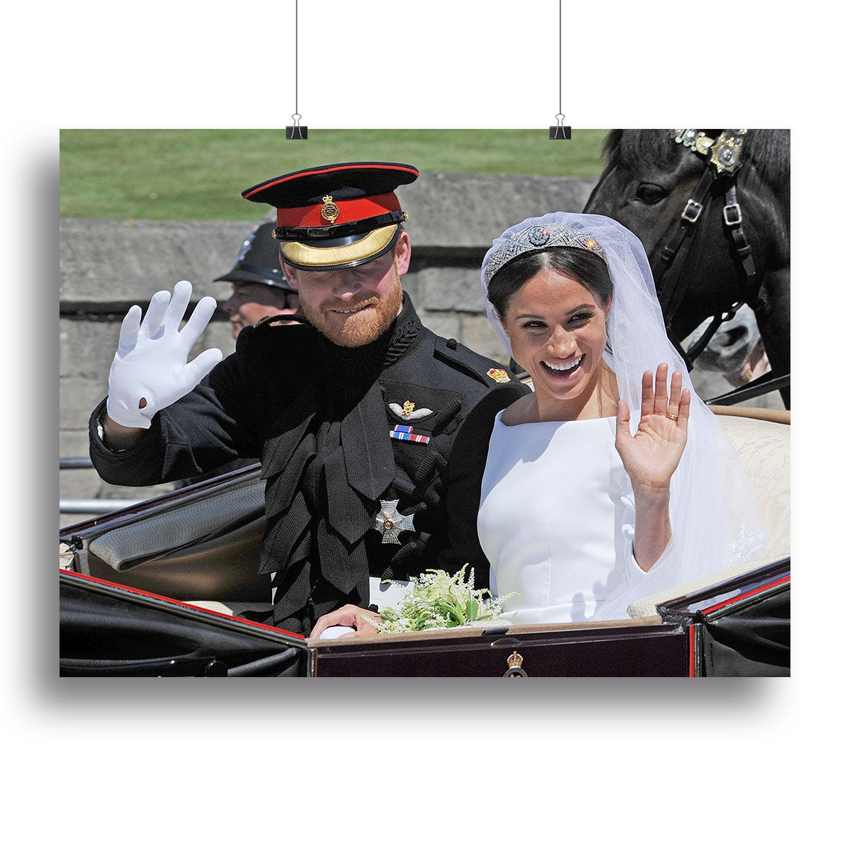 Meghan and Prince Harry wave to the crowds Canvas Print or Poster
