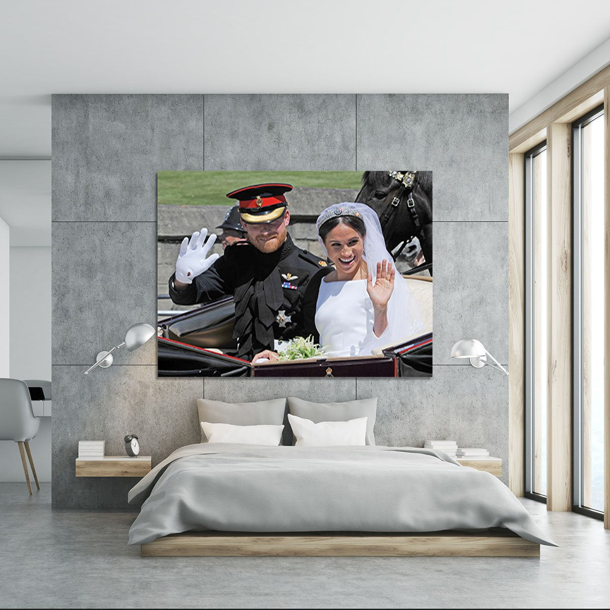 Meghan and Prince Harry wave to the crowds Canvas Print or Poster