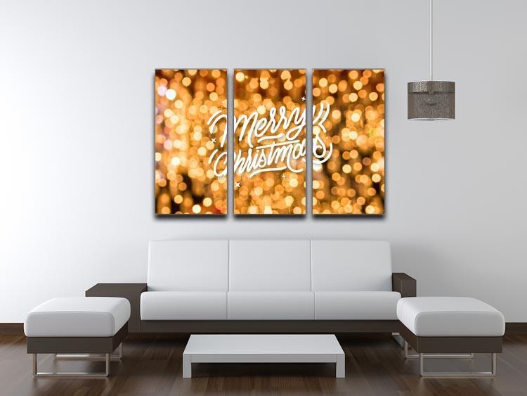 Merry Christmas Glitter 3 Split Panel Canvas Print - Canvas Art Rocks - 3