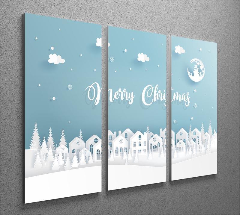 Merry Christmas Town 3 Split Panel Canvas Print - Canvas Art Rocks - 2