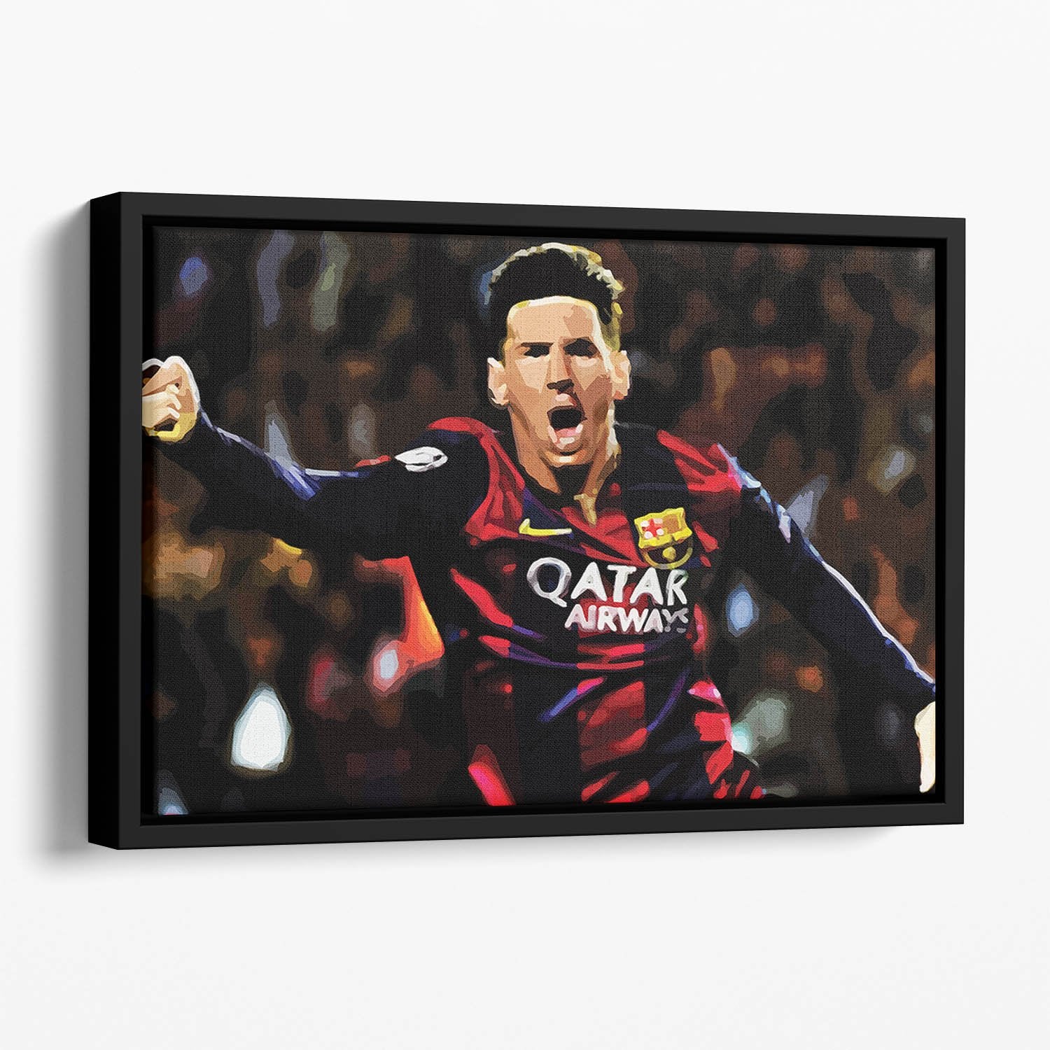 Messi Goal Celebration Floating Framed Canvas