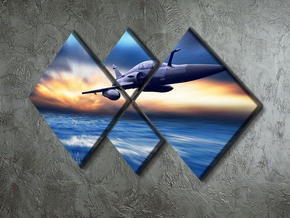Military airplan on the speed 4 Square Multi Panel Canvas  - Canvas Art Rocks - 2