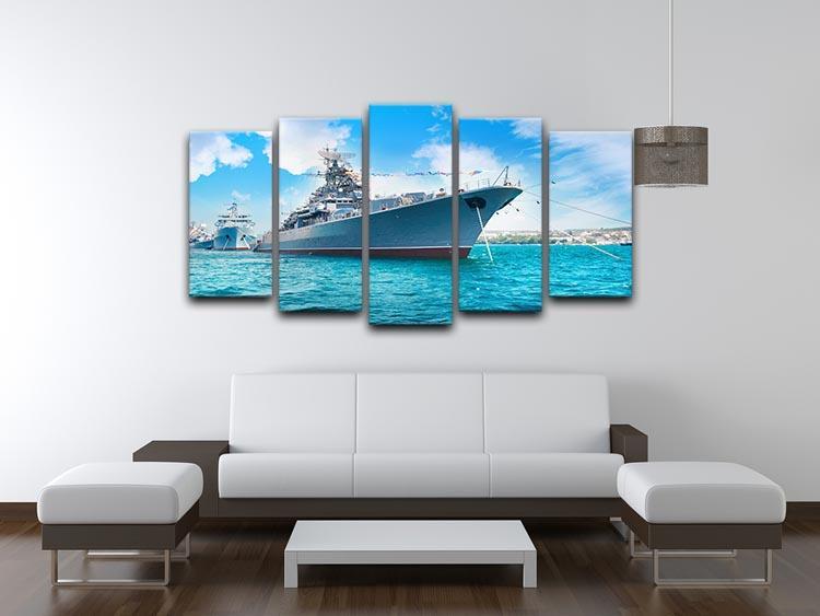 Military sea landscape with blue sky 5 Split Panel Canvas  - Canvas Art Rocks - 3