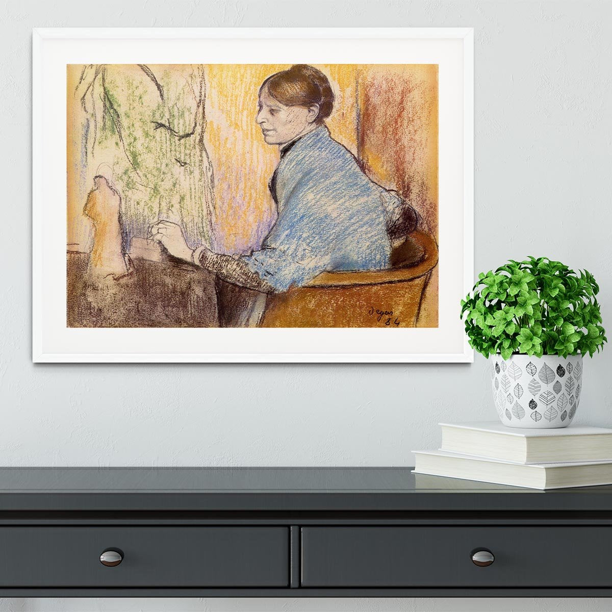 Mme Henri Rouart before a statue by Degas Framed Print - Canvas Art Rocks - 5