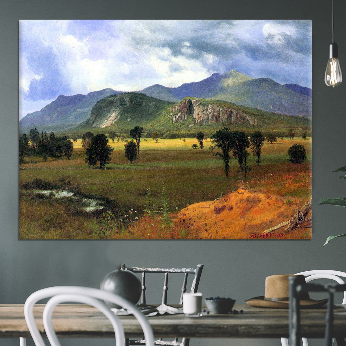 Moat Mountain Intervale New Hampshire by Bierstadt Canvas Print or Poster