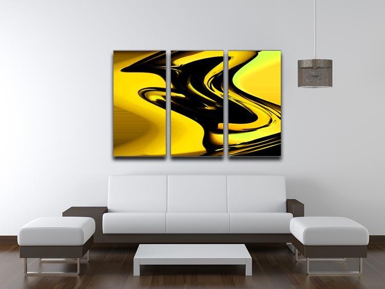 Modern Pop Art Yellow 3 Split Panel Canvas Print - Canvas Art Rocks - 3