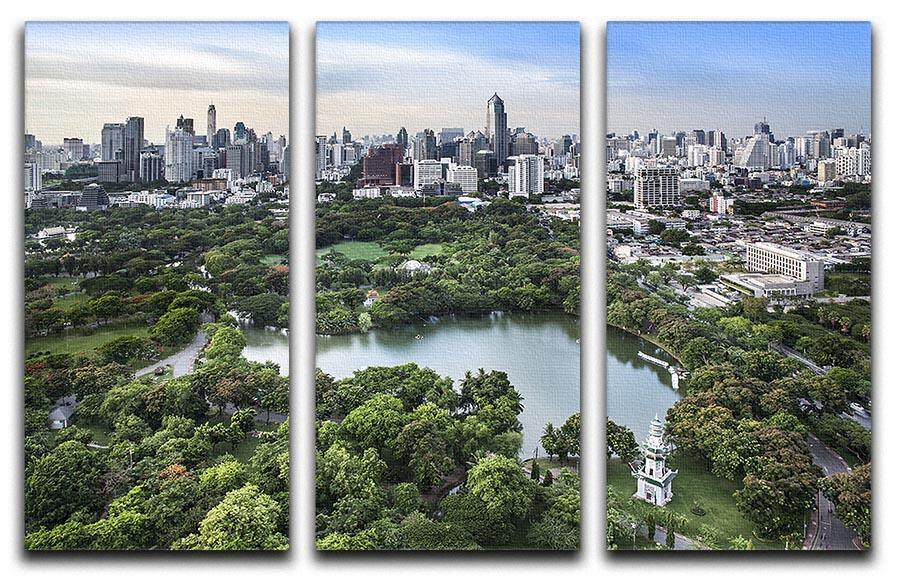 Modern city in a green environment 3 Split Panel Canvas Print - Canvas Art Rocks - 1