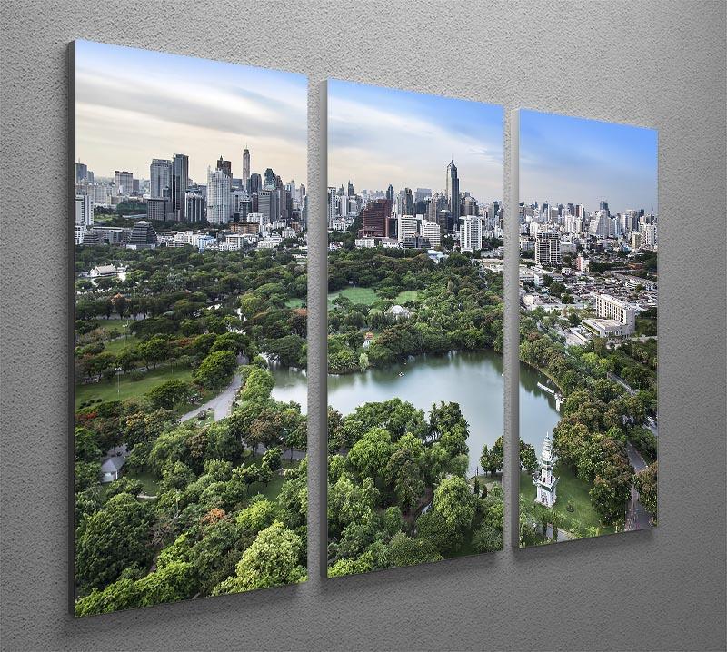 Modern city in a green environment 3 Split Panel Canvas Print - Canvas Art Rocks - 2