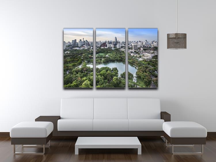 Modern city in a green environment 3 Split Panel Canvas Print - Canvas Art Rocks - 3
