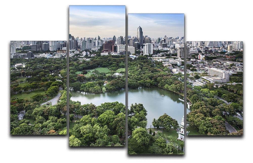 Modern city in a green environment 4 Split Panel Canvas  - Canvas Art Rocks - 1