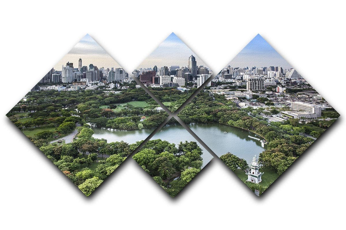 Modern city in a green environment 4 Square Multi Panel Canvas  - Canvas Art Rocks - 1
