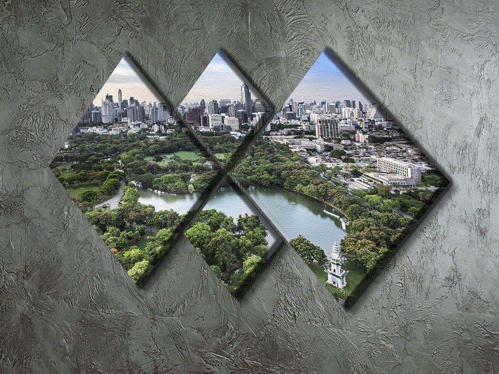 Modern city in a green environment 4 Square Multi Panel Canvas  - Canvas Art Rocks - 2
