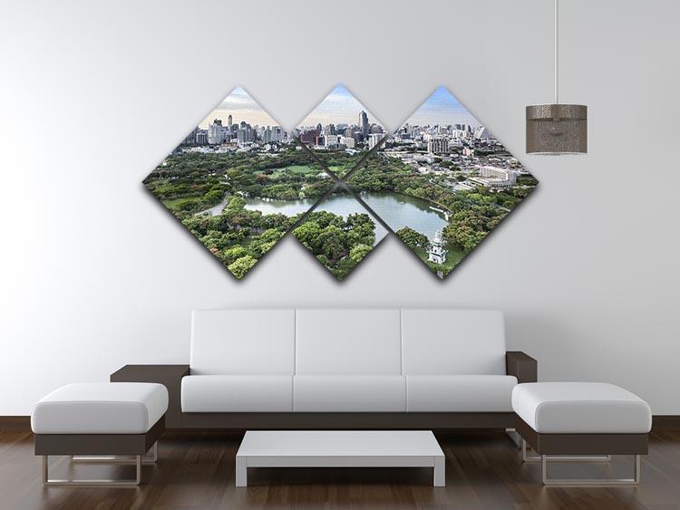 Modern city in a green environment 4 Square Multi Panel Canvas  - Canvas Art Rocks - 3