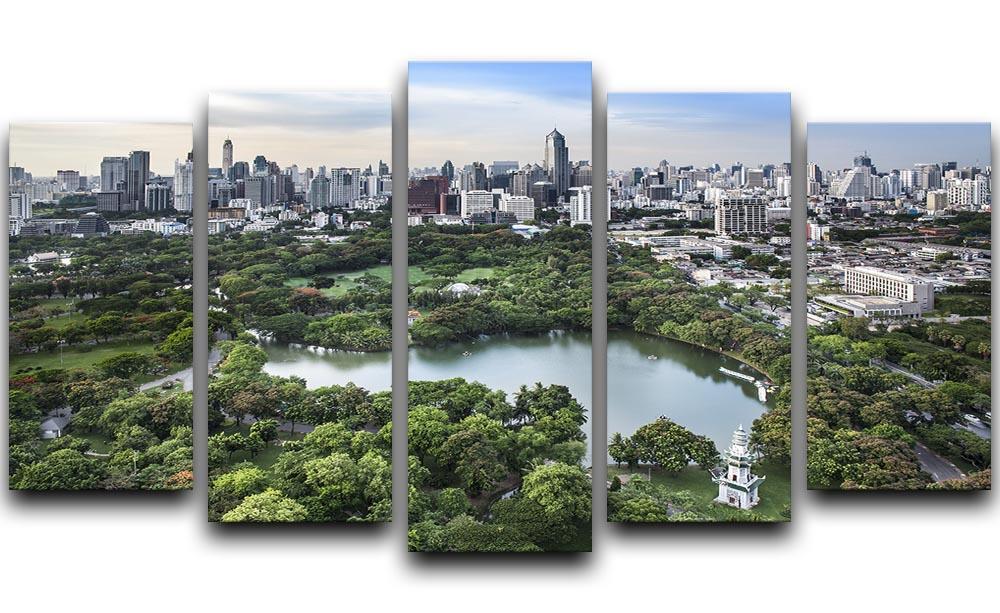 Modern city in a green environment 5 Split Panel Canvas  - Canvas Art Rocks - 1