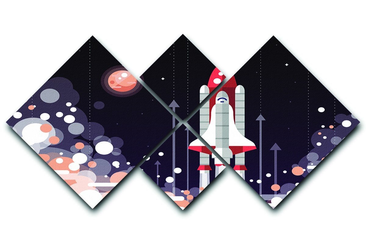 Modern vectorflat design 4 Square Multi Panel Canvas  - Canvas Art Rocks - 1