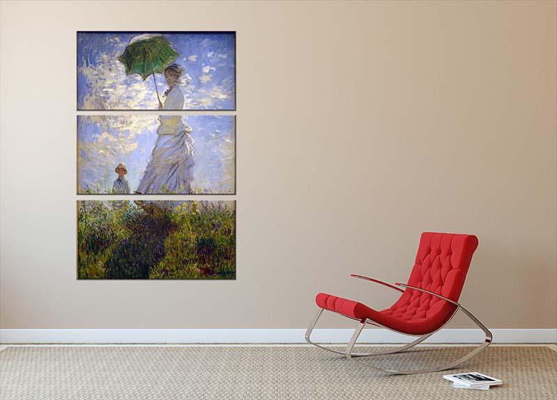 Monet Umbrella 3 Split Panel Canvas Print - Canvas Art Rocks - 2
