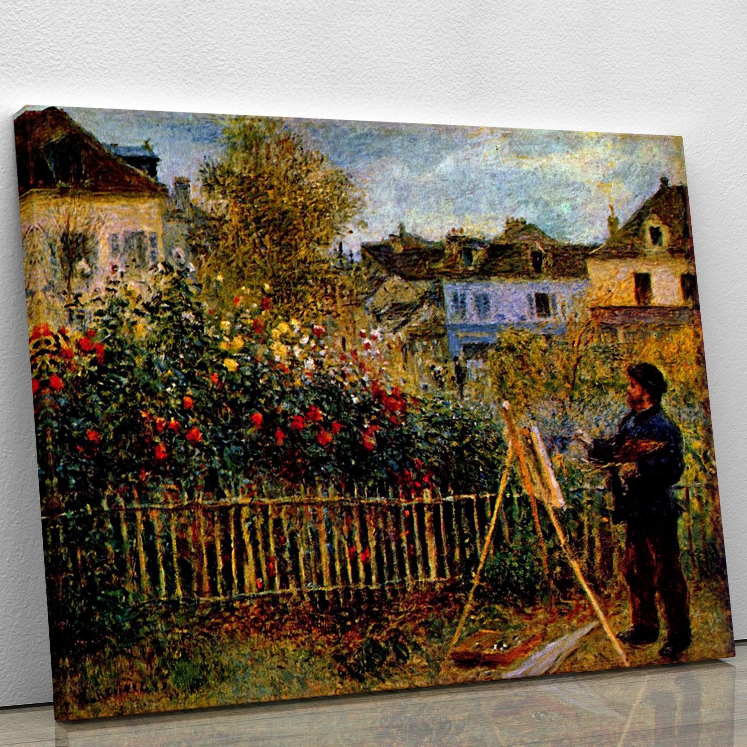 Monet painting in his garden in Argenteuil Canvas Print or Poster