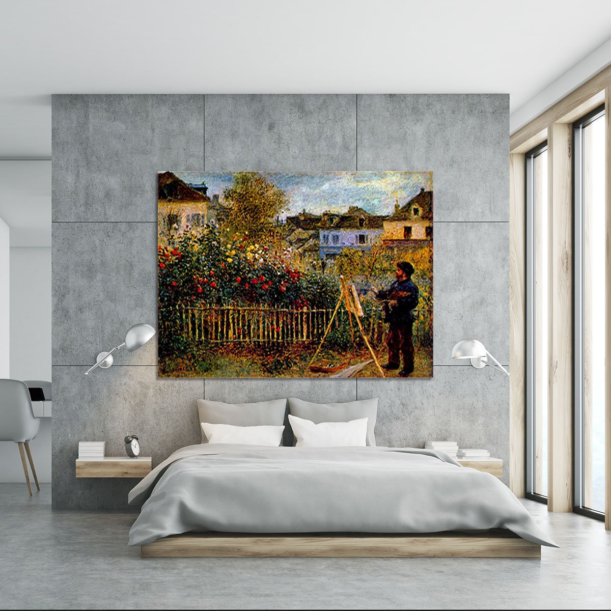 Monet painting in his garden in Argenteuil Canvas Print or Poster