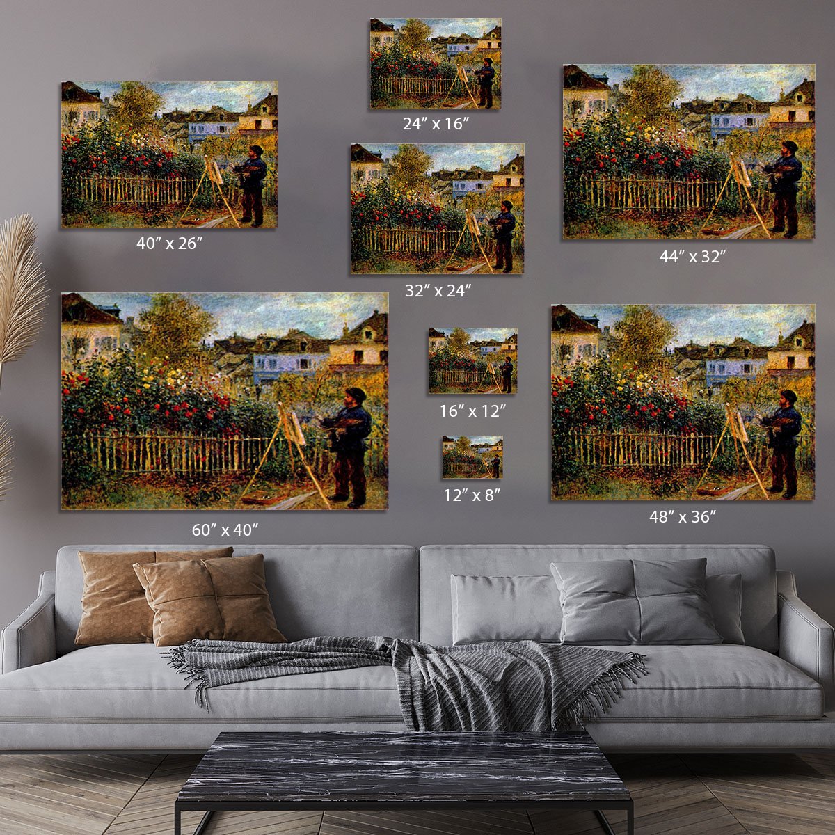 Monet painting in his garden in Argenteuil Canvas Print or Poster