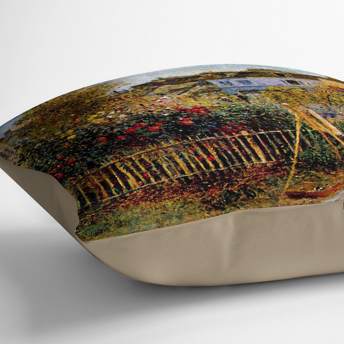 Monet painting in his garden in Argenteuil Throw Pillow