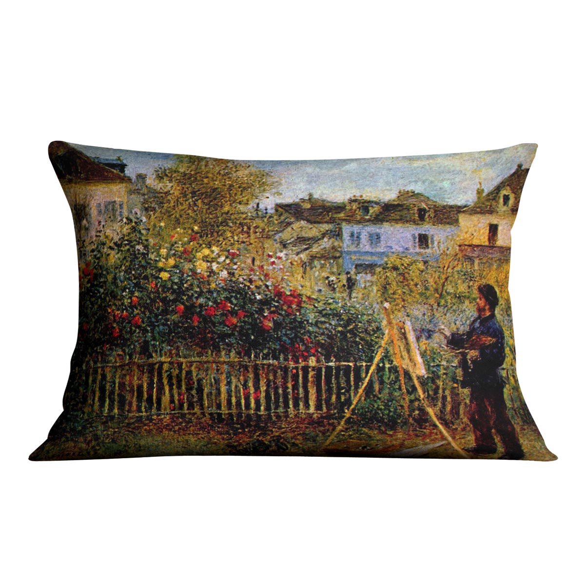 Monet painting in his garden in Argenteuil Throw Pillow