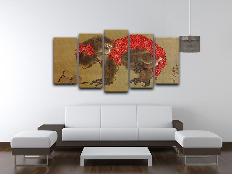 Monkey by Hokusai 5 Split Panel Canvas - Canvas Art Rocks - 3