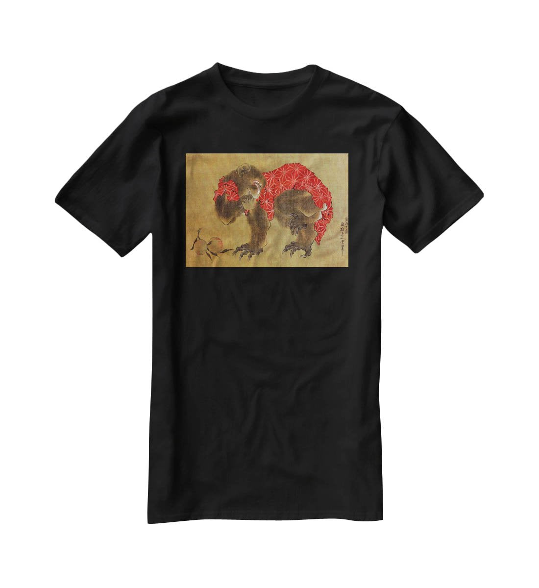 Monkey by Hokusai T-Shirt - Canvas Art Rocks - 1