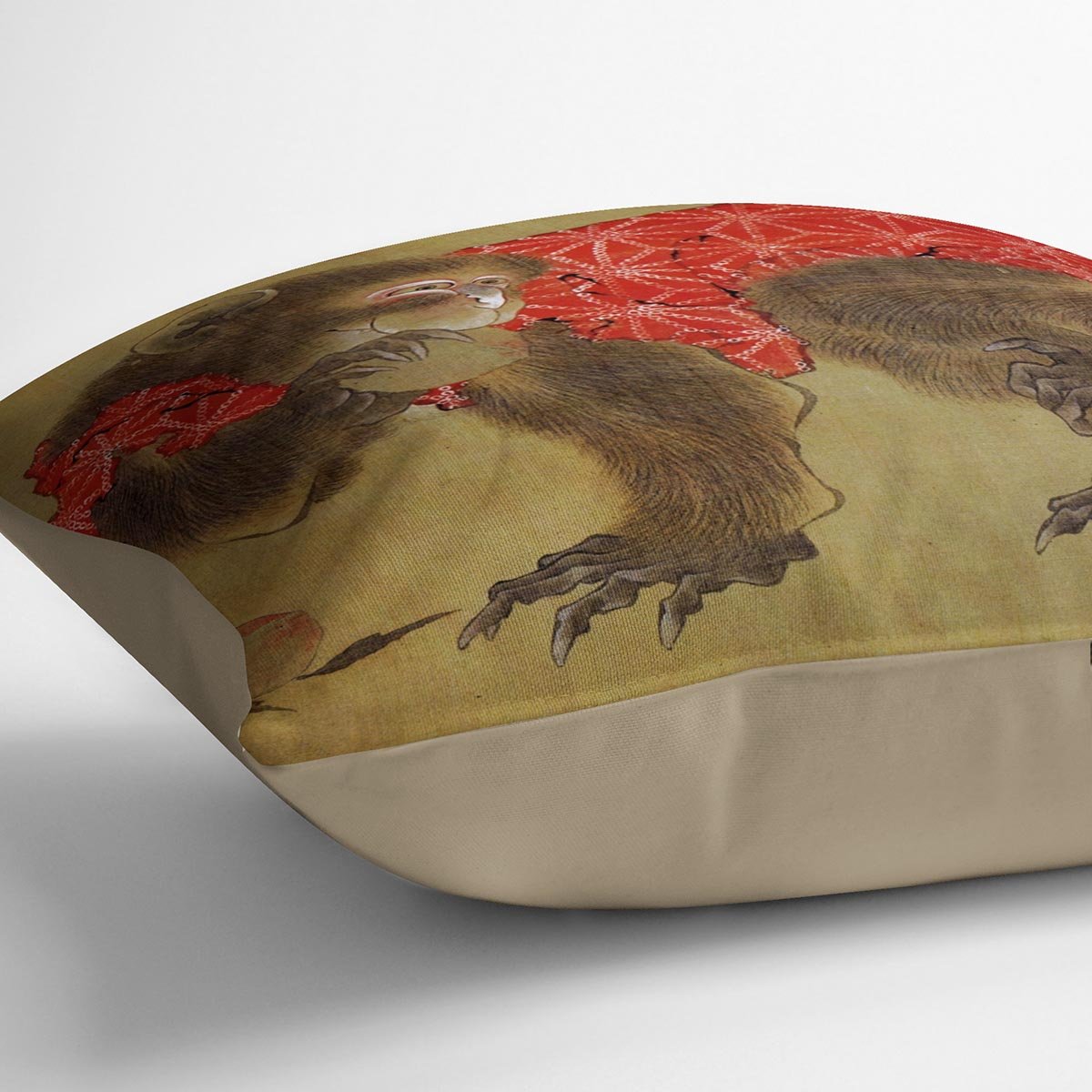 Monkey by Hokusai Throw Pillow