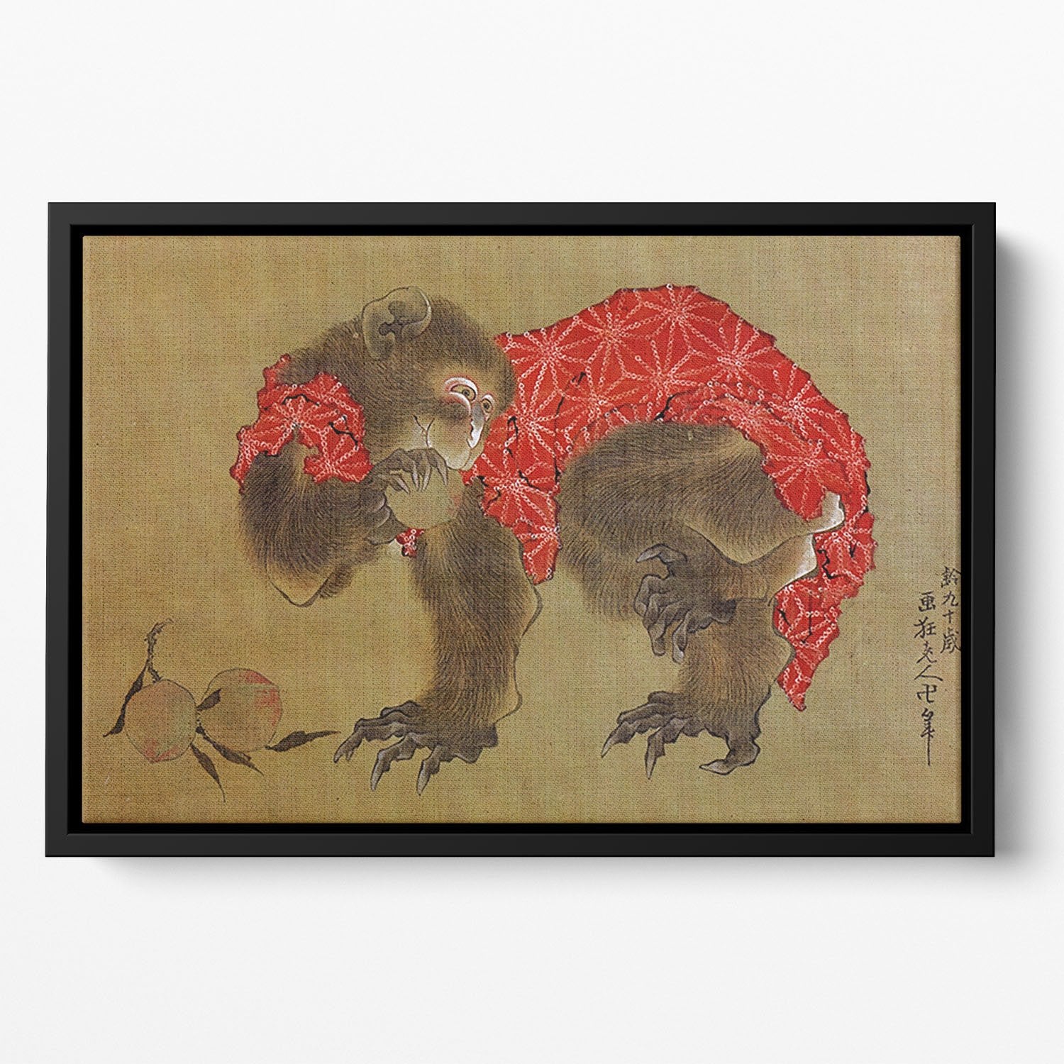 Monkey by Hokusai Floating Framed Canvas
