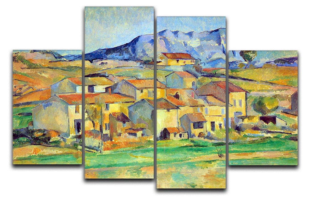 Montaigne Sainte-Victoire from the environment beu Gardanne of view by Cezanne 4 Split Panel Canvas - Canvas Art Rocks - 1