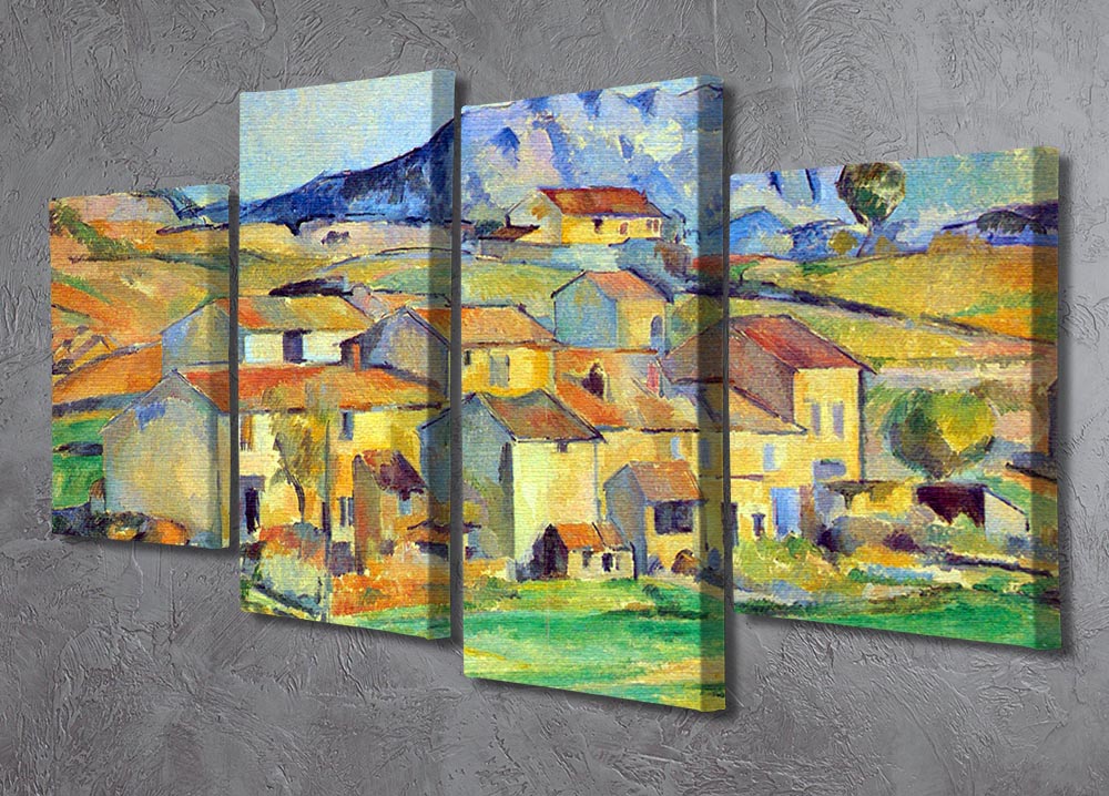 Montaigne Sainte-Victoire from the environment beu Gardanne of view by Cezanne 4 Split Panel Canvas - Canvas Art Rocks - 2