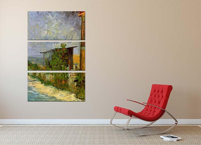 Montmartre Path with Sunflowers by Van Gogh 3 Split Panel Canvas Print - Canvas Art Rocks - 2