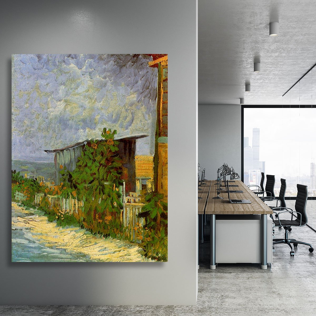 Montmartre Path with Sunflowers by Van Gogh Canvas Print or Poster