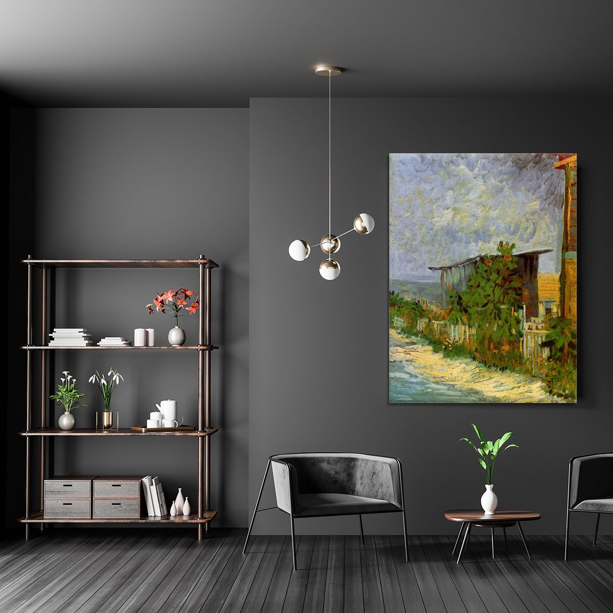 Montmartre Path with Sunflowers by Van Gogh Canvas Print or Poster