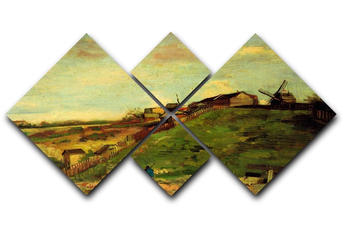 Montmartre Quarry the Mills by Van Gogh 4 Square Multi Panel Canvas  - Canvas Art Rocks - 1