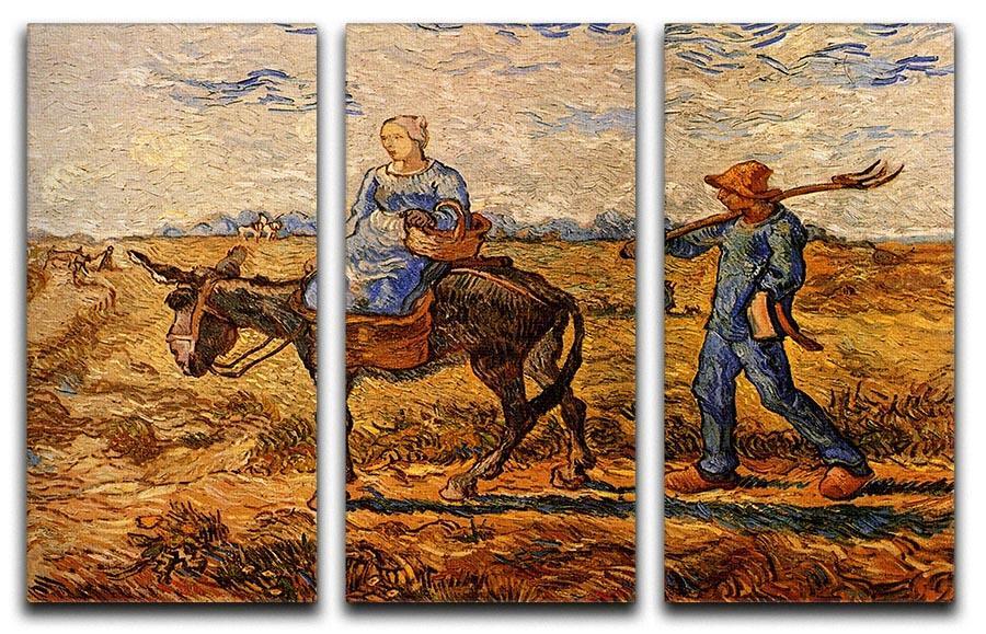 Morning Peasant Couple Going to Work by Van Gogh 3 Split Panel Canvas Print - Canvas Art Rocks - 4