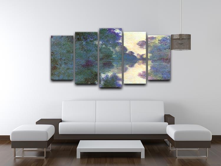 Morning on the Seine at Giverny by Monet 5 Split Panel Canvas - Canvas Art Rocks - 3