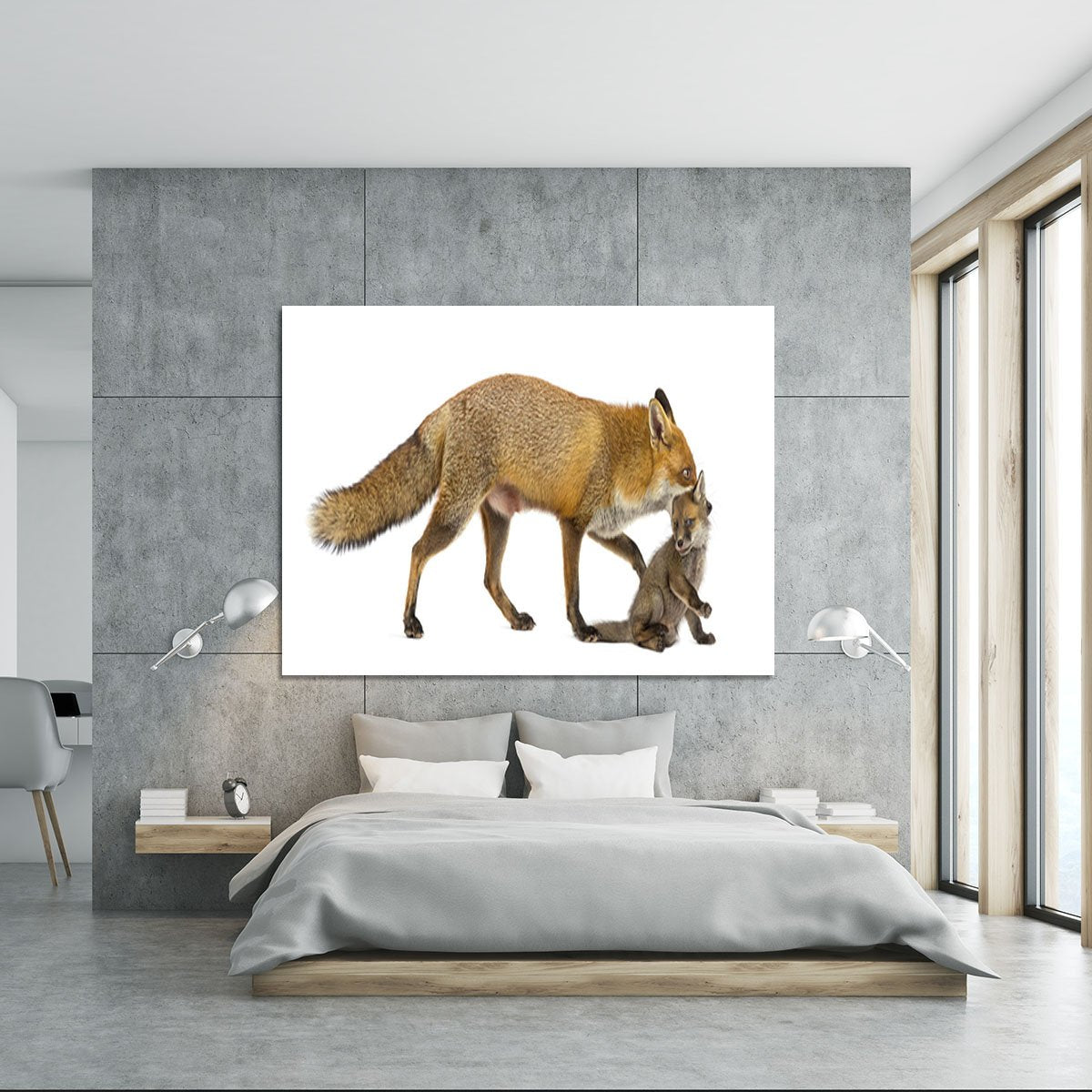Mother fox carrying her cub Canvas Print or Poster