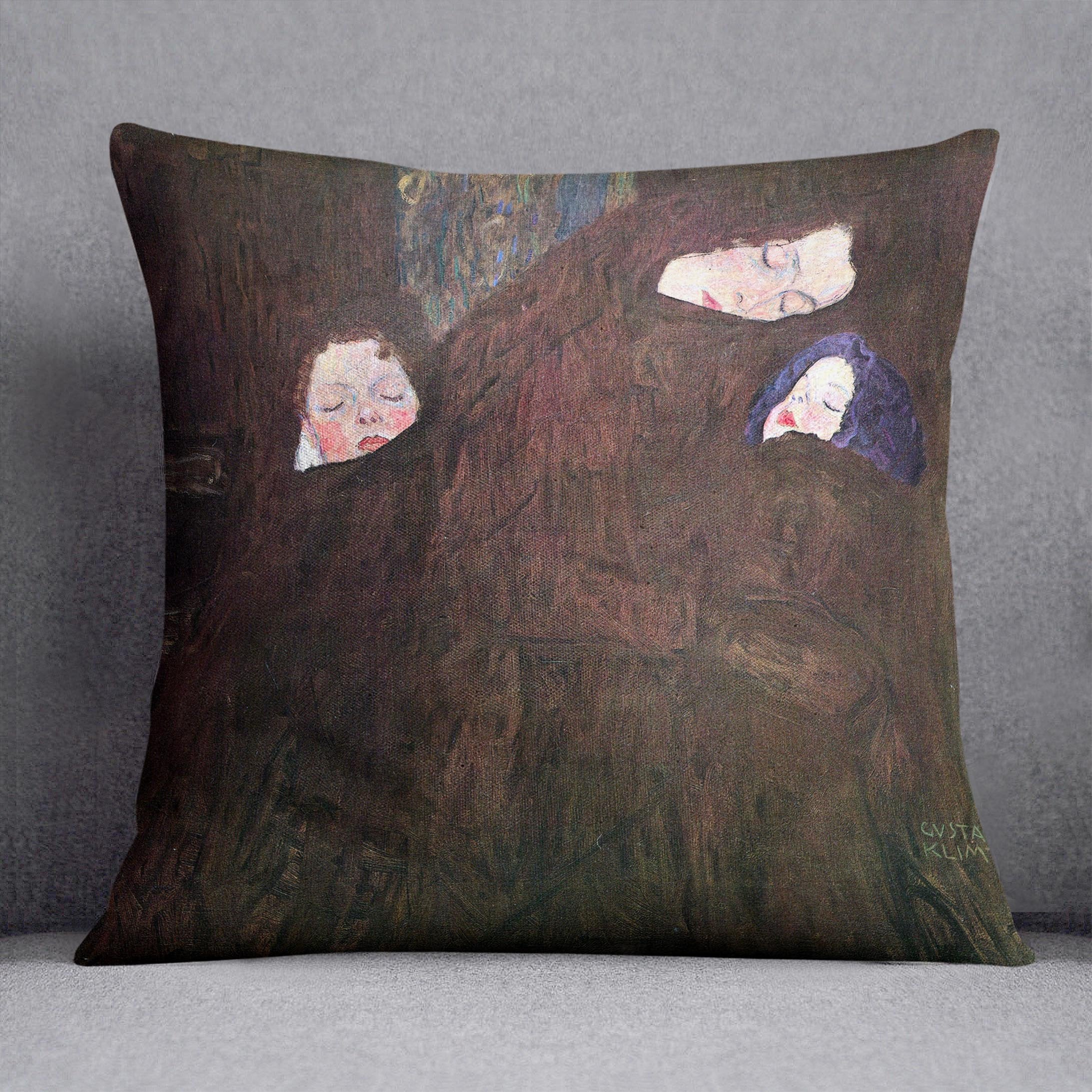Mother with Children by Klimt Throw Pillow